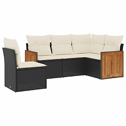 Maison Chic Salon de jardin 5 pcs avec coussins | Ensemble de Table et chaises | Mobilier d'Extérieur noir résine tressée -GKD17868