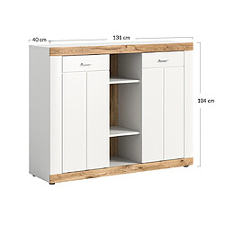 Bestmobilier Coventry - buffet haut - blanc et bois - 104x131 cm pas cher