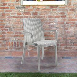 Acheter Chaise empilable polyrotin accoudoirs bar jardin extérieur Indiana BICA