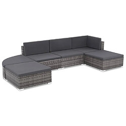 Maison Chic Salon de jardin 6 pcs + coussins - Mobilier/Meubles de jardin - Table et chaises d'extérieur Résine tressée Gris -MN38473