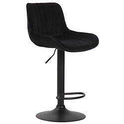 Decoshop26 Tabouret de bar chaise haute x1 en velours noir coutures verticales support en métal noir 10_0005114