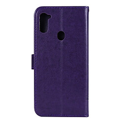 Etui en PU empreinte papillons flip avec support violet foncé pour votre Samsung Galaxy A11