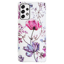 Coque en TPU anti-rayures, galvanoplastie, motif marbre Fleurs de lotus pour votre Samsung Galaxy A53 5G