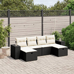 Maison Chic Ensemble Tables et chaises d'extérieur 6pcs avec coussins,Salon de jardin noir résine tressée -GKD963890