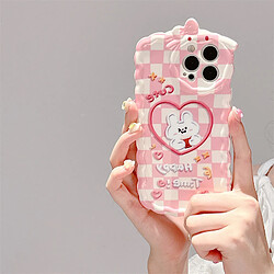 GUPBOO Étui pour iPhone11ProMax Plein écran plaid rose lapin clignotant mignon étui pour téléphone portable fille