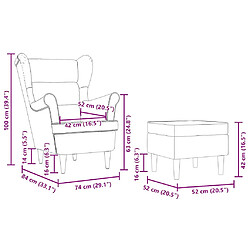 vidaXL Fauteuil avec repose-pied Gris foncé Tissu pas cher