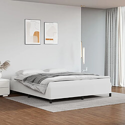 Maison Chic Lit adulte - Lit simple Cadre de lit,Structure du lit Contemporain Blanc 160x200 cm Similicuir -MN42122