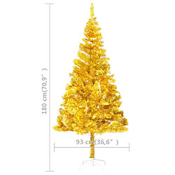 vidaXL Arbre de Noël artificiel pré-éclairé et boules doré 180 cm PET pas cher