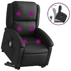 vidaXL Fauteuil inclinable de massage noir cuir véritable