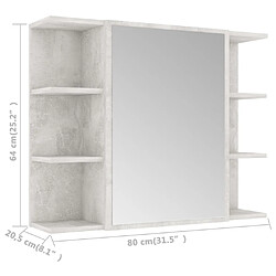 Acheter Helloshop26 Armoire à miroir de bain 80 x 20,5 x 64 cm aggloméré gris 02_0006688