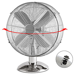 Avis Ventilateur de table, Silencieux Rétro, Ø 25cm, 3 Vitesses Oscillant, Métallique, 30, Argent, Proficare, VL 3062 M