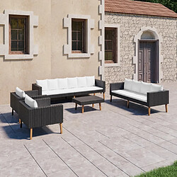 Maison Chic Salon de jardin 5 pcs + coussins - Mobilier/Meubles de jardin - Table et chaises d'extérieur Résine tressée Noir -MN92880