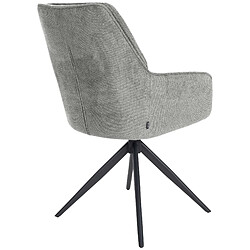 Decoshop26 Chaise de salle à manger pivotant avec accoudoirs x1 en tissu gris et piètement en métal noir 10_0002044