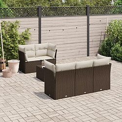 vidaXL Salon de jardin avec coussins 6 pcs marron résine tressée