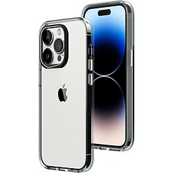 RHINOSHIELD Clear Compatible avec [iPhone 14 Pro] Résiste au jaunissement, Haute Transparence, Coque de Protection Personnalisable Clear - Contour objectifs Photo Noir