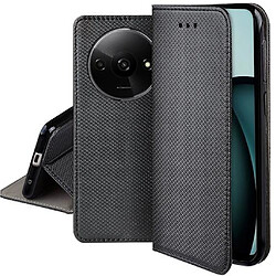 Htdmobiles Housse etui portefeuille avec coque interieure en silicone pour Xiaomi Redmi A3 / Poco C61 4G + verre trempe - NOIR MAGNET