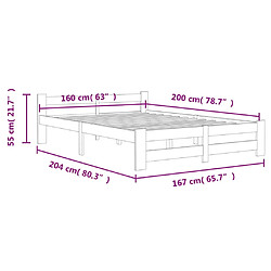 vidaXL Cadre de lit sans matelas blanc bois de pin massif 160x200 cm pas cher