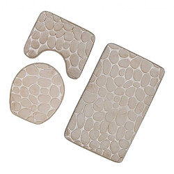 Ensemble de salle de bains 3 tapis de bain tapis de bain anti-dérapant couverture couvercle couvercle de toilette beige pas cher