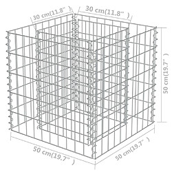 vidaXL Lit surélevé à gabion Acier galvanisé 50x50x50 cm pas cher