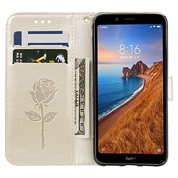 Wewoo Housse Coque Etui en cuir avec rabat horizontal relief Rose fentes pour cartes et porte-cartes Xiaomi Redmi 7A Or pas cher