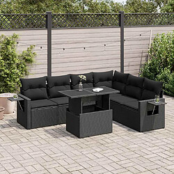 vidaXL Salon de jardin 7 pcs avec coussins noir résine tressée