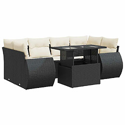 vidaXL Salon de jardin 7 pcs avec coussins noir résine tressée