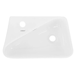 ML-Design Lavabo blanc céramique angulaire évier avec trou de robinet à gauche 450x270 mm