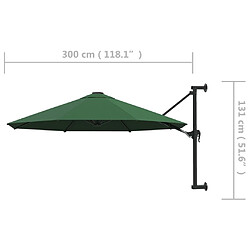 vidaXL Parasol mural avec mât métallique 300 cm Vert pas cher