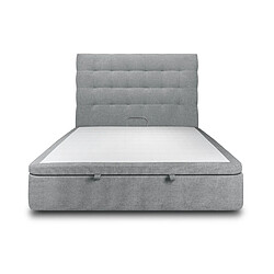 Sommeil de plomb Lit coffre 200x200cm avec tête de lit capitonnée Tissu Gris anthracite - Hauteur totale : 39cm