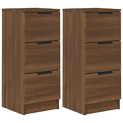 vidaXL Buffets 2 pcs chêne marron 30x30x70 cm Bois d'ingénierie