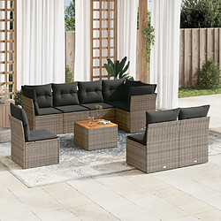 Maison Chic Salon de jardin 9 pcs avec coussins | Ensemble de Table et chaises | Mobilier d'Extérieur gris résine tressée -GKD87525