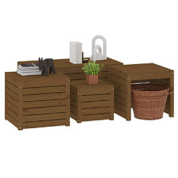 Avis vidaXL Ensemble de boîtes de jardin 4 pcs marron miel bois pin massif