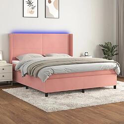 vidaXL Sommier à lattes de lit matelas et LED Rose 180x200 cm Velours