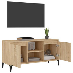 Avis vidaXL Meuble TV avec pieds en métal Chêne sonoma 103,5x35x50 cm