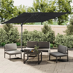 ComfortXL Parasol Cantilever à Double Toit Noir 300x300 Cm