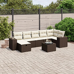 vidaXL Salon de jardin 8 pcs avec coussins marron résine tressée