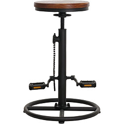 Acheter Decoshop26 Tabouret de bar x1 chaise de comptoir avec repose-pieds rotatif réglable en hauteur design de vélo industriel en métal et bois massif marron TDB04088