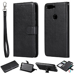 Wewoo Housse Coque Pour Huawei Y7 Pro / Honor 7C Étui de protection à rabat horizontal de couleur unie avec support et fentes cartes et portefeuille et cadre photo et lanière noir