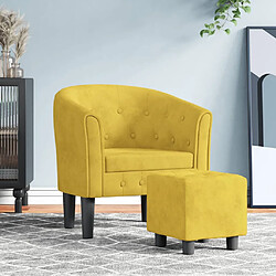 vidaXL Fauteuil avec repose-pied jaune velours