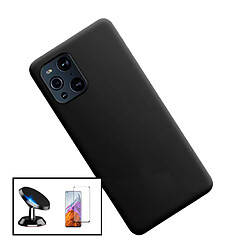 PHONECARE Kit Verre Trempé 5D Full + Coque Silicone Liquide + Support Magnétique pour OPPO Find X3 Pro