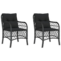 vidaXL Chaises de jardin avec coussins lot de 2 noir résine tressée