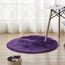 LUUCOZK Tapis moelleux en fausse fourrure, tapis à poils longs pour chambre à coucher et salon, violet-120 cm de diamètre 