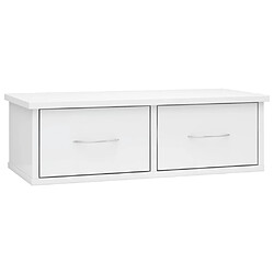 vidaXL Étagère murale à tiroirs Blanc brillant 60x26x18,5 cm