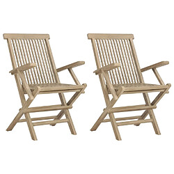 Maison Chic Lot de 2 Chaises de jardin,Fauteuil d'extérieur pliantes gris 56x61x89cm bois de teck -MN64971