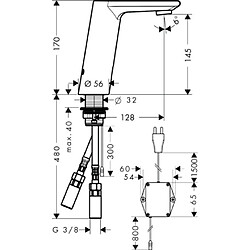 Mitigeur de lavabo HANSGROHE Metris S électronique avec manette de réglage de température sur secteur chromé - 31102000