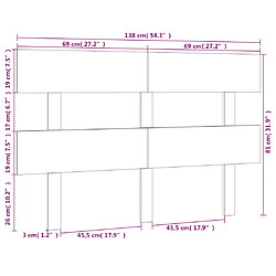 vidaXL Tête de lit Noir 138x3x81 cm Bois massif de pin pas cher