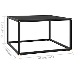 Maison Chic Table basse,Table Console Table d'appoint, Table pour salon Noir avec verre noir 60x60x35 cm -MN95319 pas cher