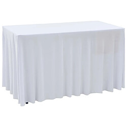 Decoshop26 Nappes élastiques de table avec jupon 2 pièces 183x76x74cm Blanc DEC022464