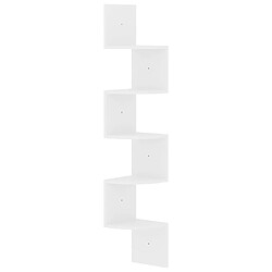 Maison Chic Étagère d'angle murale,Etagère de rangement flottante blanc brillant 19x19x123 cm -MN21155