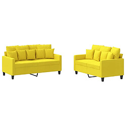 Maison Chic Ensemble de canapés 2 pcs avec coussins, Canapé droit Sofa pour Salon Jaune clair Tissu -GKD570596